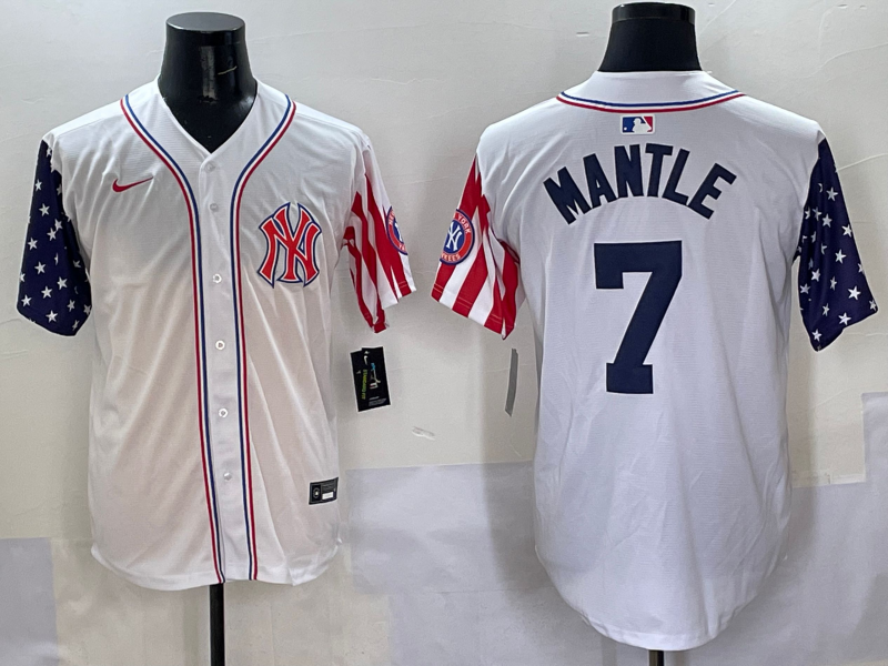 Men's New York Yankees Mickey Mantle #7 White Team Jersey